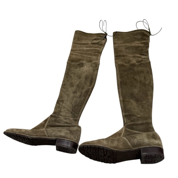 Stuart Weitzman Lowland Olive Green Suede Over the Knee Flat Boots Size 7.5 - Picture 3 of 9
